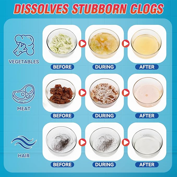 Drain Clog Remover, 260g Sink Drain Cleaner, Pipeline Dredging Agent, fast Dissolves Hair, Grease & Soap Scum, Safe for Pipes Home Use (260g)