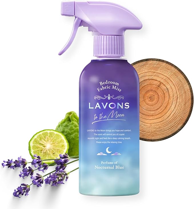 LAVONS Fabric Spray Freshener for Carpet Fresh, Pet Safe Linen Spray for Bedding, Fabric Refresher Spray for Home & Offices, Natural Carpet Freshener from Japan 10.14 Fl Oz to the Moon NOCTURNAL BLUE