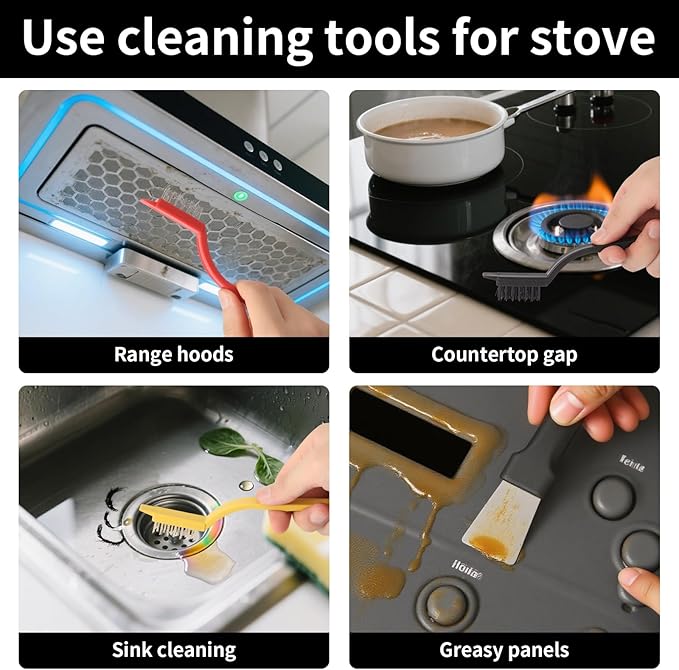 11Pcs Crevice Cleaning Brush, CTEWRT Multifunctional Hard Gap Cleaning Brush Kits, Cleaning Tools for Household Use,Window Tracks,Kitchen,Bathroom,Faucets, and Toilets
