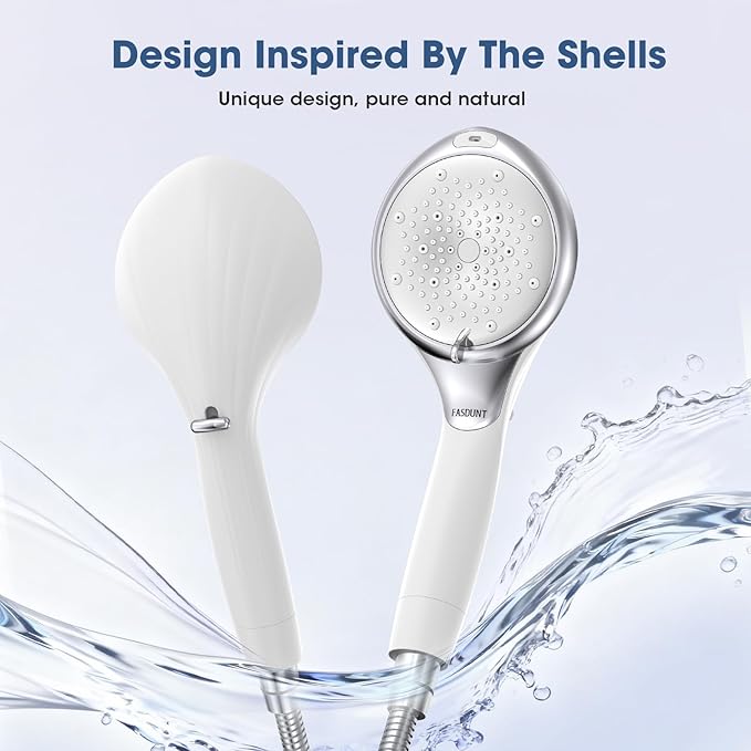 FASDUNT Filtered Shower Head with Handheld, High Pressure 8-Mode Handheld Showerhead with Filters for Hard Water -Remove Chlorine, Built-in Power Wash, Extra Long 80" Hose & Adjustable Bracket