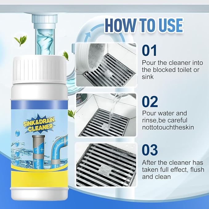 2026 Upgraded Sink and Drain Cleaner, Pipeline Dredging Agent, Sink and Drain Cleaner Powder, Multi-functional Fast-Acting Pipe Dredging Agent for Kitchen and Toilet Pipeline (2 PCS)