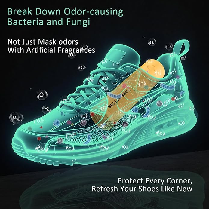 Shoe Deodorizer Rechargeable Ozone Tech Eliminates Odors in All Footwear, Auto Shut-Off Durable Freshener