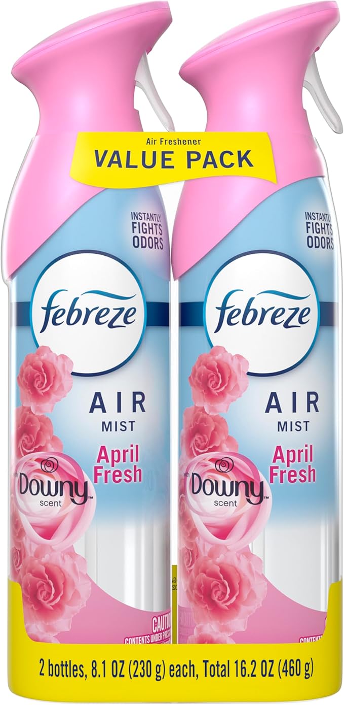 Febreze Air Mist, Air Freshener Spray, Odor Fighting Room Spray, Deodorizer for Home Bathroom Kitchen Office Apartment Dorm Room Classroom, Downy April Fresh Scent, 8.1oz (Pack of 2)