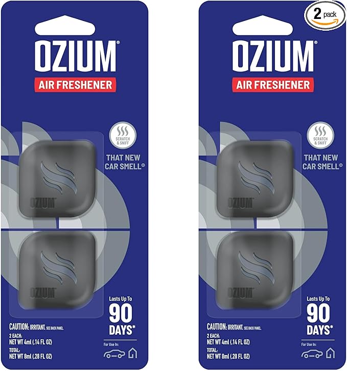 Ozium Membrane Car Vent Clip AC Air Fresheners Car Air Freshener and Car Odor Eliminator (That New Car Smell, 4 Packs)