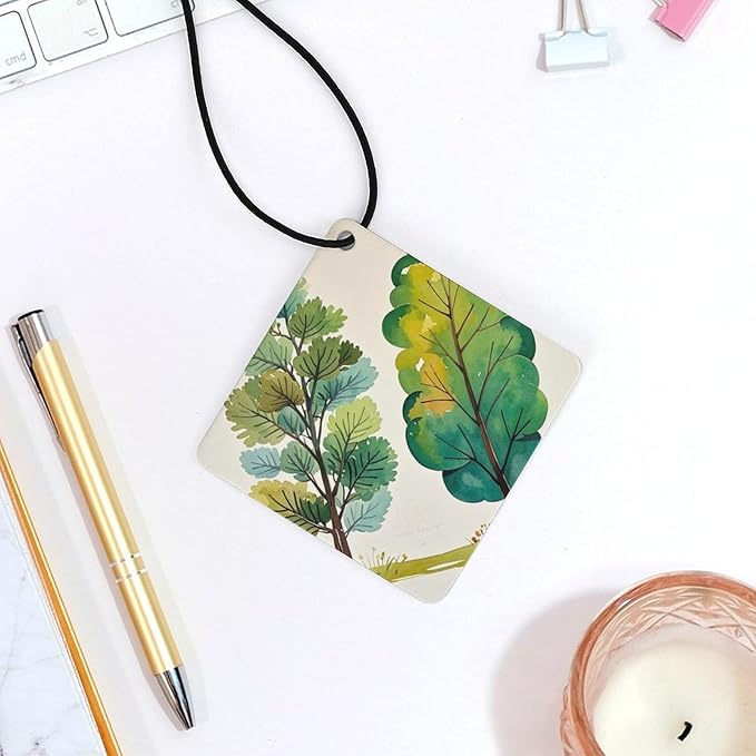 Spring Watercolor Eucalyptus Trees Car Air Fresheners Gray Rhombus Aromatherapy Tablets for Car Decor Bedroom Wardrobe Shoe Cabinet Quickly Eliminate Odors Pendant Decor