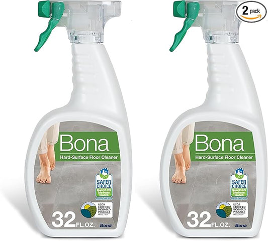 Bona Multi-Surface Floor Cleaner Spray - 32 fl oz - Unscented - Refillable - Residue-Free Floor Cleaning Solution for Stone, Tile, Laminate, and Vinyl Floors (Pack of 2)