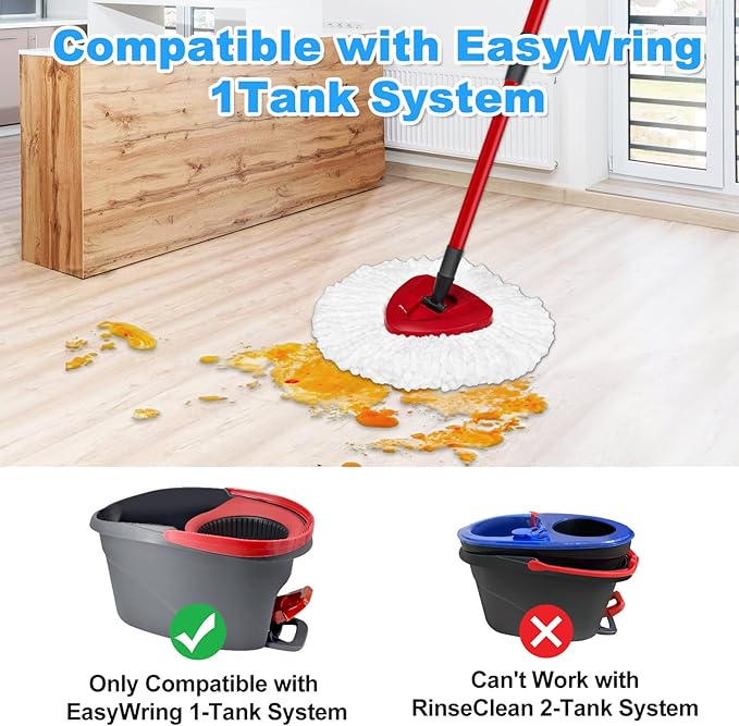 Mop Handle for Ocedar, Spin Mop Handle for O Cedar, 4-Section 30" to 58" Extendable Mop Handle Replacement for Ocedar, Mop Stick and Base for Ocedar Floor Cleaning, American Threaded Joint