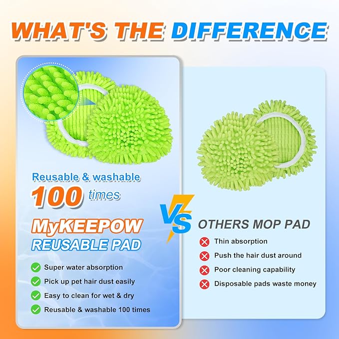 4 Pack Mop Pads Compatible with O-Cedar Easy Wring 1-Tank Spin Mop System, Replacement for Hardwood Floor Cleaning, Green