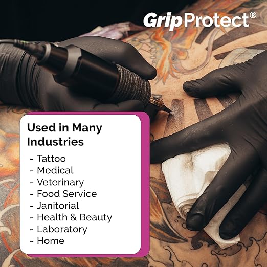 GripProtect® Precise Black Nitrile Gloves, Exam, 4 Mil, Food, Home, Cleaning, Medical/Dental, Tattoo (X-Large, 100)