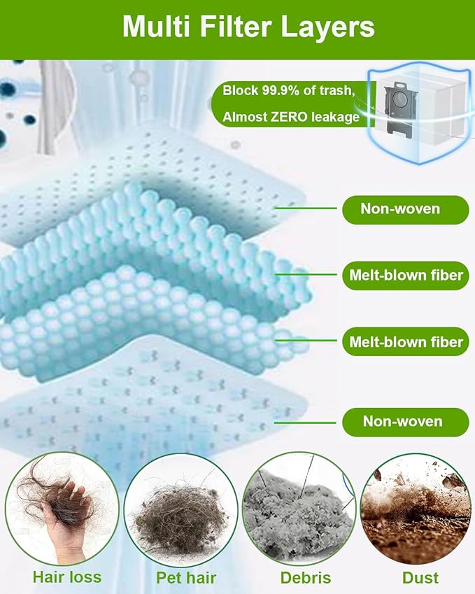 ApexOne 18 Pack Q10 Q7 Q5 Dust Bags for Roborock Q7 M5+, Q10 S5+/Q10 X5+, S8+, S8 Pro Ultra, Q7 Max+/Max, Q5 Max+, Q8 Max+, S7 Pro Ultra, Q5, Q5+, Q7, S7 MaxV Ultra Robot Vacumm Cleaner, 3L Capacity