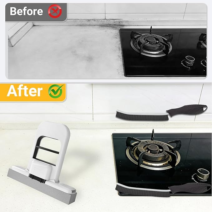 2 Pcs Mini Mop for Small Spaces, Foldable Self-Squeeze Wet and Dry Sponge Mop, Black Portable Cleaning Small Mop for Desktop, Kitchen Counter, Bathroom Tile, Glass-with 6 Pads ,2 Brushes, and 2Hooks
