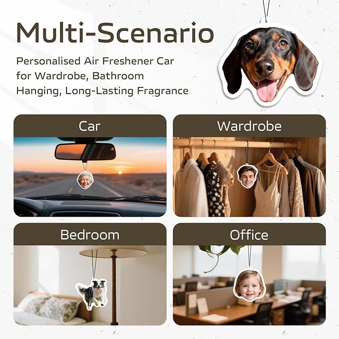 HINFKA 10-1000 Pcs Custom Air Fresheners with Picture – Personalized Double-Sided Car Freshener with Logo or Photo, Bulk Customized Gifts for Business Events and Branding (A09-Irregular, Personalized)