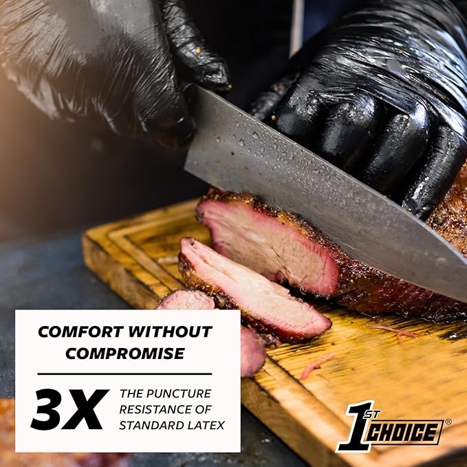 1st Choice Nitrile Gloves Disposable Latex-Free, Black, 5 Mil for Cooking, Cleaning, Automotive, Industrial, Food Prep, Home