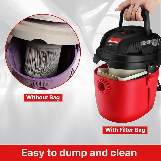 Shop-Vac 9066733 Disposable Filter Bags, Fits 1-1.5 Gallon Tanks, Dry Pick Up Only, White, (3-Pack)