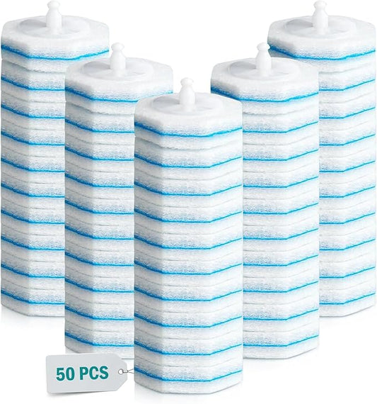 50 PCS Toilet Bowl Wand Refills, Disposable Toilet Brush Refills,Replacement Heads for Bathroom Washroom Cleaning Pads Compatible with Most Brushes Scrubbers Pack for Household Cleaning