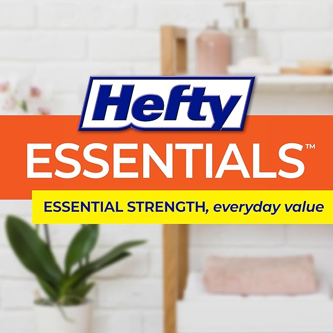 Hefty Essentials Flap Tie 4 Gallon Trash Bags, 80 Count, Small Scented Trash Bags for Bathrooms, Bedrooms, Dorm Rooms, Home Offices, and More, Fresh Linen Scent, White