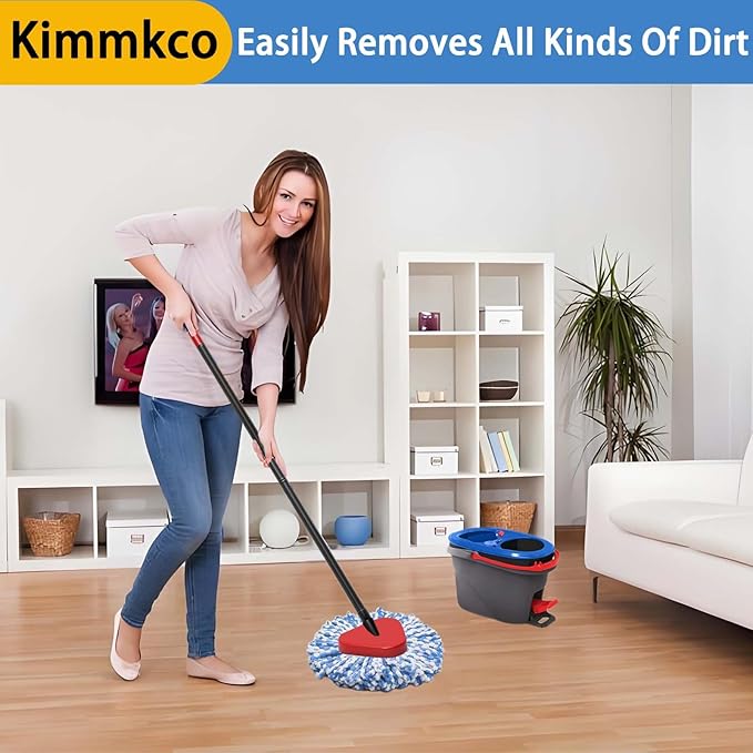 6 Pack Mop Head Replacement for O Cedar Only 2-Tank RinseClean Spin Mop, Mop Replace Refills for Ocedar Made of Fluffy Microfiber, Machine Washable, with 1 Mop Base