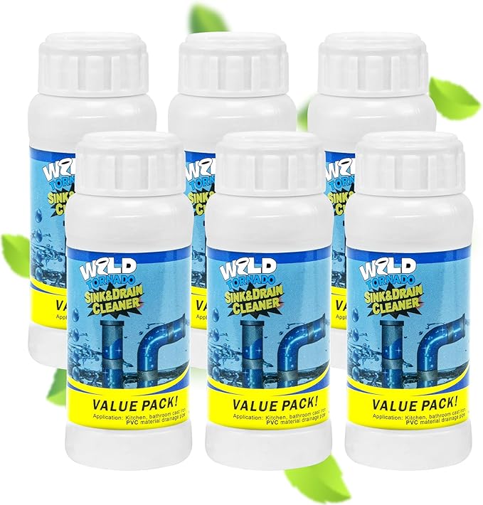 Drain Cleaner Powder, Wild Tornado Sink and Drain Cleaner Powerful Pipeline Dredging Agent, Kitchen Unblocker, Powder for Kitchen Toilet（6Pcs）