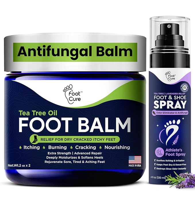 Footcure Antifungal Cream & Lavender Foot Odor Spray, Shoe Deodorizer for Smelly Feet