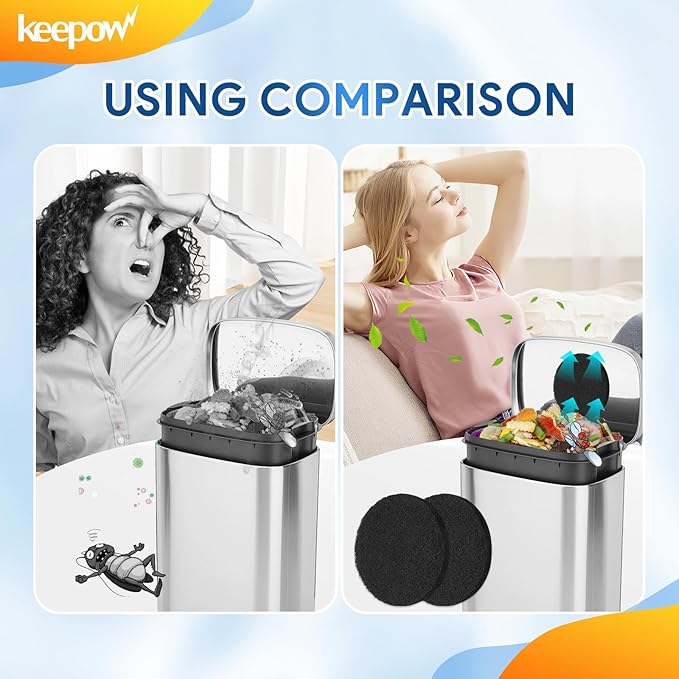 KEEPOW Trash Can Deodorizer Stick On, 12 Pack 7.25" Garbage Can Deodorizer Stick On Compost Bin Filter, Compost Filters for Countertop Bin Compost Pail Counter Refill Sets (Round)