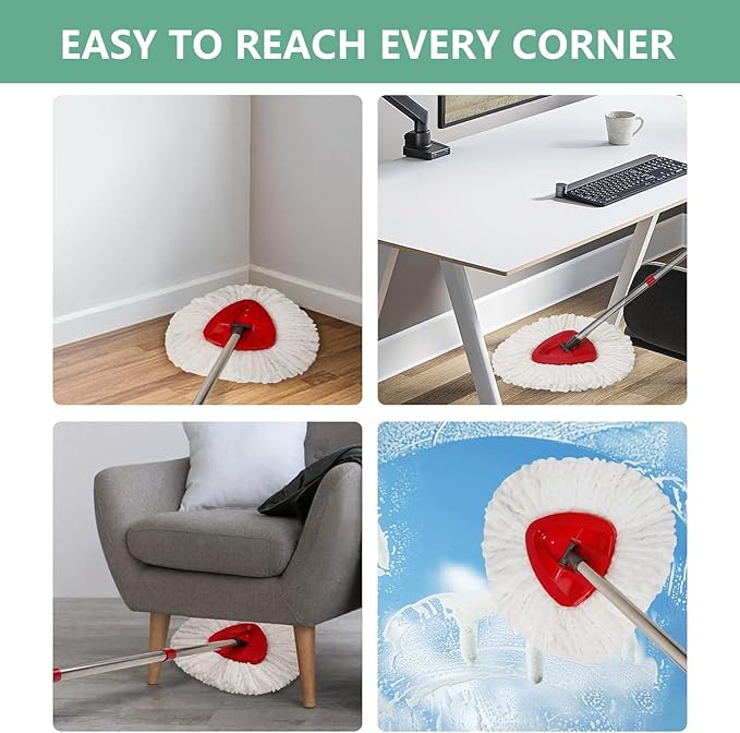 [ 5 Pack ]Mop Heads Replacements, Spin Mop Replacement Head Deep Cleaning Machine Washable and Easy-to-Replace,