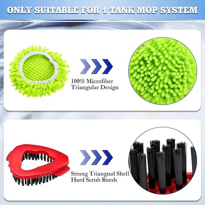 Wa.IE JiemiMicrofiber Spin Mop Refills Head Compatible for EasyWring 1-Tank System (6-Pack Set: Includes 1 Mop Scrub Brush + 1 Mop Base + 4 Pack Cleaning Floor Mop Head)