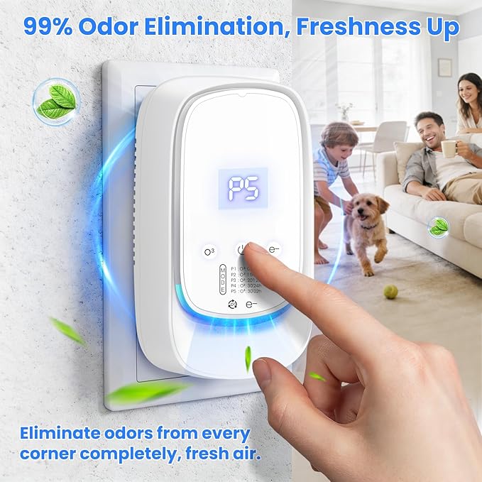 Plug-in Air Ionizers Ozone Odor Eliminator Cat Litter Deodorizer for Strong Odor 99% Pet Odor Removal for Home Air Purifier for House Bathroom Cabinet Garage