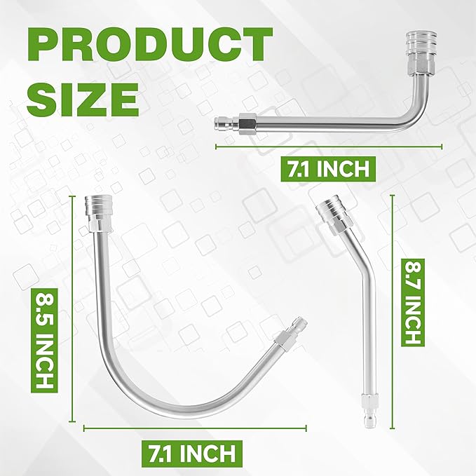 JOEJET Pressure Washer Extension Wand Stainless Steel, 30°, 90°, and 120° Curved Power Washer Wand with 5 Nozzle Tips, 1/4” Quick Connect, 4000 PSI