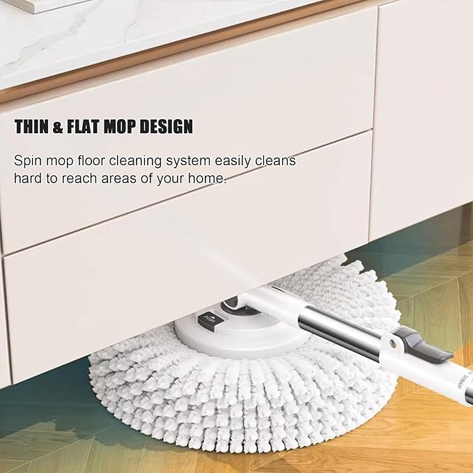 Spin Mop and Bucket Wringer Set for Home, 360° Spinning Mop Bucket System Wet Dust Mop for Floor Cleaning with 5 Microfiber Heads