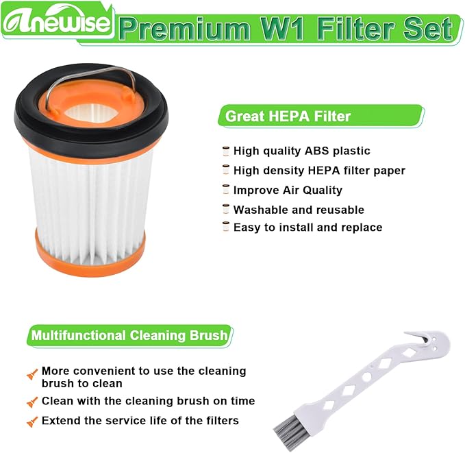 8 Pack WV201 Fiter Replacement for Shark Wandvac Handheld Cordless Vacuum WV200, WV251, WV250, WV205, WV221, WV201, WV203, WV220, UV200CCO, Compare to Part # XHFWV200