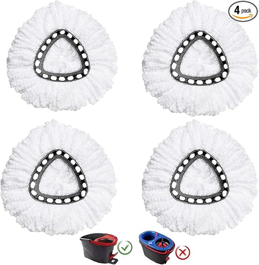 4 Pack Mop Heads Replacement Compatible with O-Ceda EasyWring Spin Mop, Microfiber Spin Mop Refill Easy Cleaning Mop Head Replacement for Floor Cleaning Deep Cleaning for Home Office