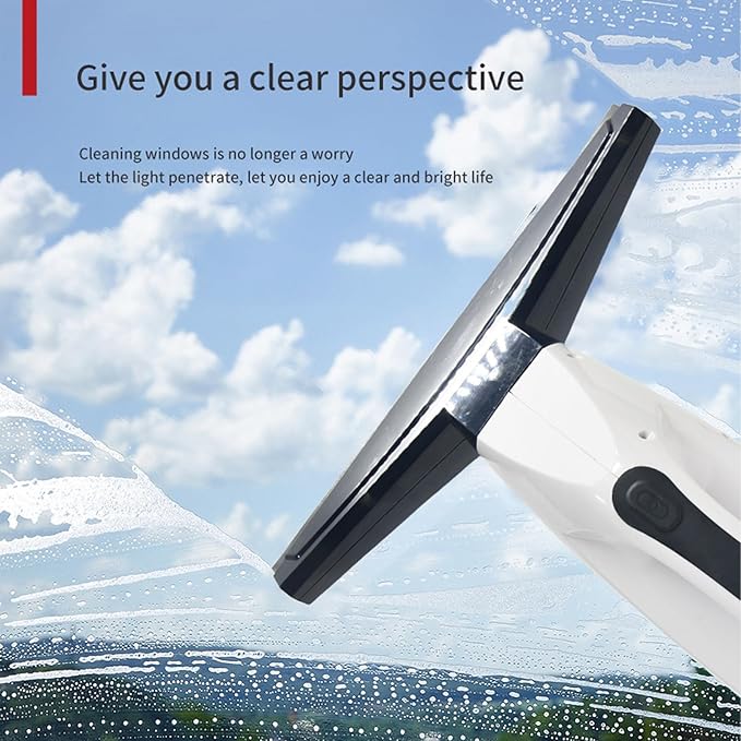 Fafeicy Cordless Window Vacuum Cleaner, Handheld Glass Cleaner with 2000Pa Suction, 280mm Wide Squeegee for Streak Free Shower Doors, and Tile, 150ml Tank
