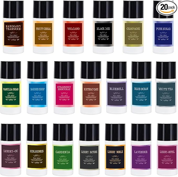 Car Air Freshener Refill Cologne Aromatherapy Oil 20 PCS, Essential Oils Mixed Fragrance Set for Car Diffusers (No Diffuser Included)