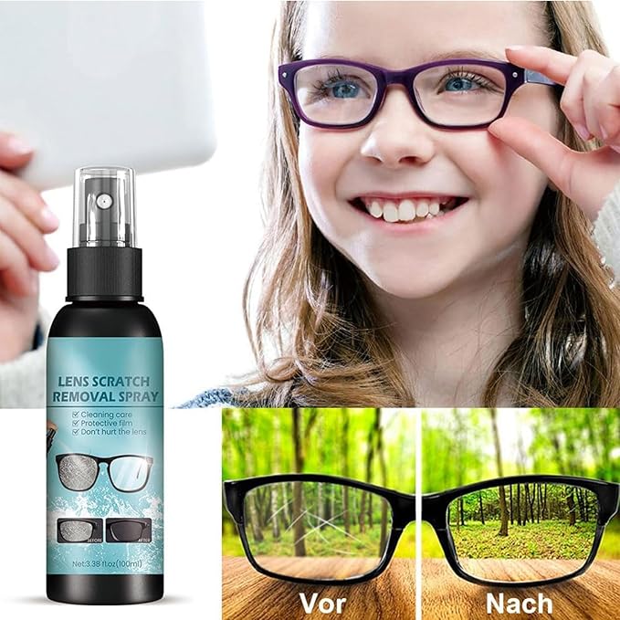 Eyeglass Scratch Remover Spray, Lens Scratch Repair & Cleaner Kit, Glasses Scratch Remover for Lenses, Restores Clarity and Prevents Scratches (1Pcs)