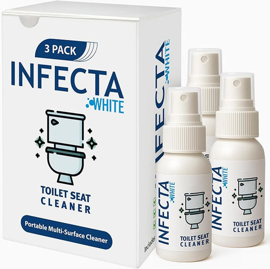 INFECTA WHITE – Toilet Spray, Travel Size Multipurpose Cleaning Spray (50 ml), All Purpose Cleaner for Toilet Seats, Bathtub, Fresh Scent, Bathroom Essentials & Mini Travel Toiletries (Pack of 3)