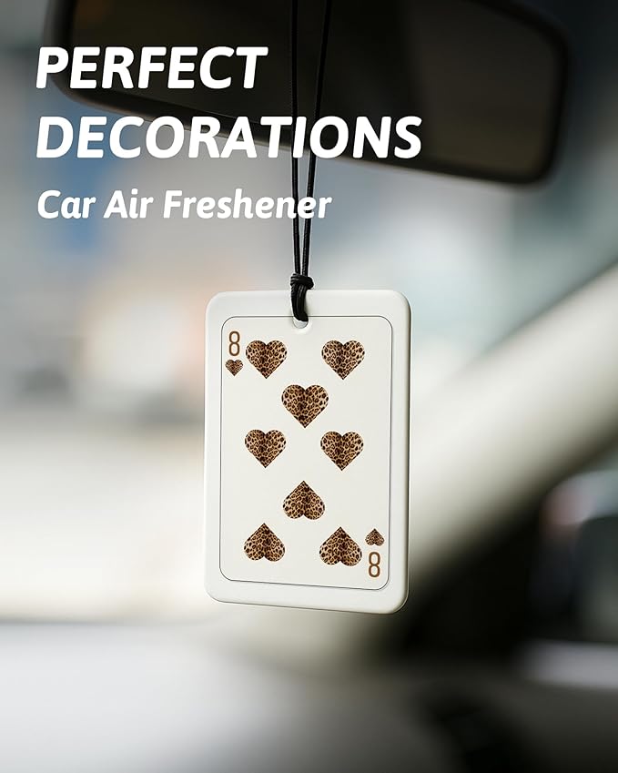 Preppy Retro Cheetah Print Car Air Freshener 4 Pcs, Leopard Print Lucky 8 Ball Dice Hanging Air Freshener for Home Bar Cars Closet Drawer Books, Girly Car Accessories Mirror Decor for Women