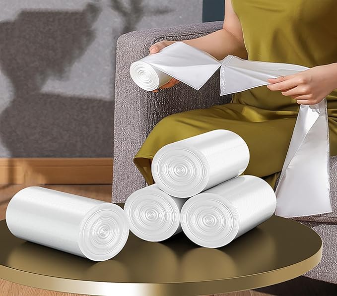 320 Count 8 Gallon Trash Bags Clear Medium Garbage Bags Strong, Leakage-Free,Unscented 30 Liter Thick for Bathroom, Office, Kitchen Waste Basket Trash Can (Clear, 8 Gallon-320 Count)