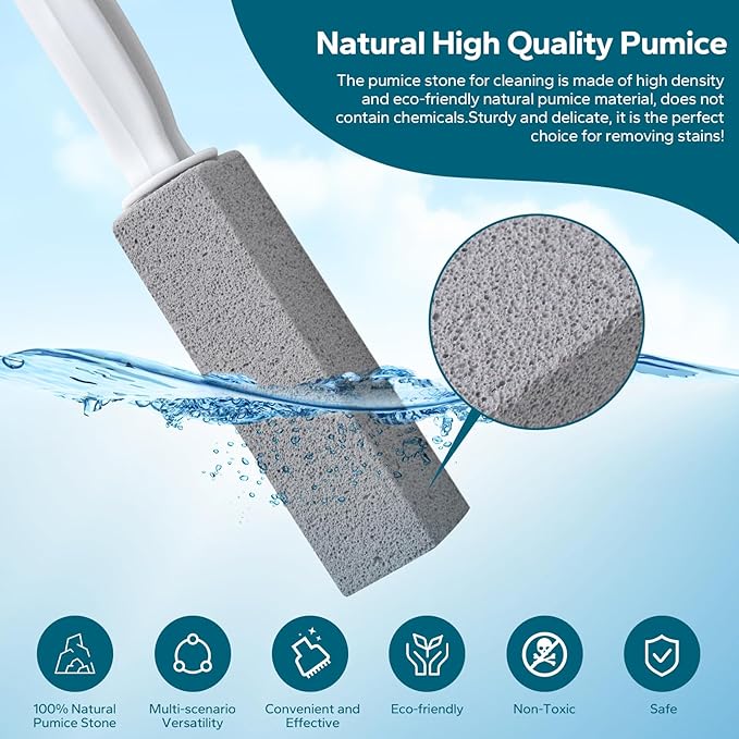 Emycool Pumice Stone Toilet Bowl Cleaner, 5 Pack Toilet Pumice Stone with Handle for Toilet Cleaning, Bathtubs, Sinks, Swimming Pools, Grills