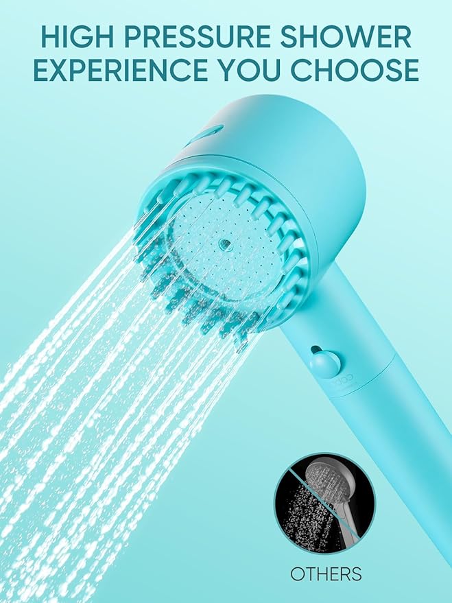 Cobbe Filtered Shower Head with Handheld, High Pressure 5-mode Showerhead with Filters, Built-in Power Wash for Hard Water - Remove Chlorine - Reduces Dry Itchy Skin, Emerald green