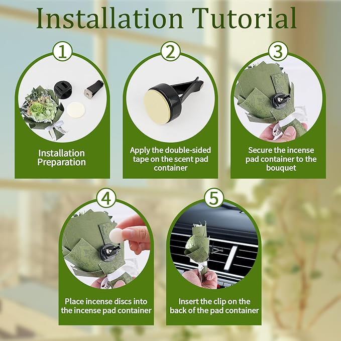 Small Bouquet Car Air Freshener Vent Clips Mini Fresh Flower Bouquet Air Conditioning Outlet Perfume Clip Decoration Essential Oil Diffuser Vent Clip Auto Interior Accessories for Car Decor