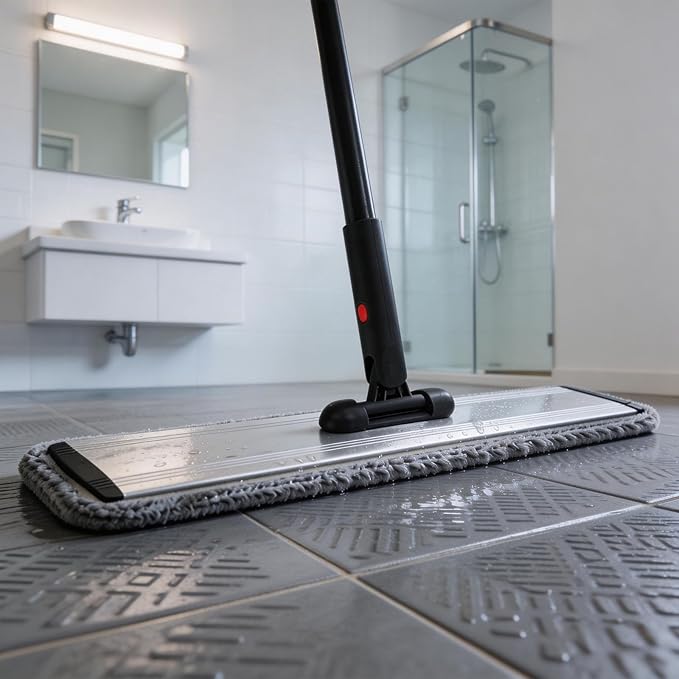 24inch Flat Mop for Cleaning Floors Heavy Duty Microfiber Wet Mop Deep Cleaning for Hardwood, Tile & Laminate, Includes 4 Reusable Washable Pads and Adjustable Long Handle