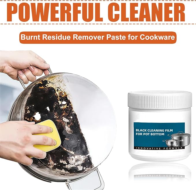Powerful Burnt Residue Remover for Cookware - Odorless Formula-Safely Removes Stubborn Stains from Pots & Pans, All-Metal & Non-Stick Surfaces Compatible, for Busy Kitchen & Outdoor Camping