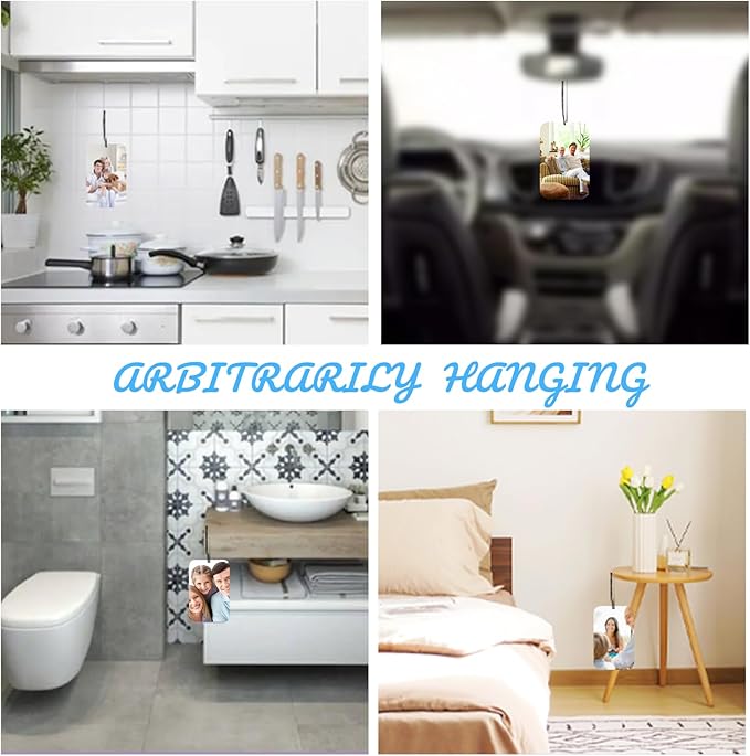 Personalized Photo Car Air Freshener – Custom Double-Sided Print – Fresh Linen Scent – Eco-Friendly, Long-Lasting Fragrance – For Family, Friends, Lovers (Love-HL)