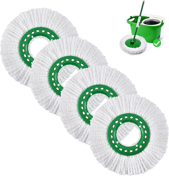 4 Pack Mop Head Replacements for Libman 𝐓𝐨𝐫𝐧𝐚𝐝𝐨 Spin Mop New Version, Washable Refills Compatible with Libman Tornado Spin Mops and Bucket System