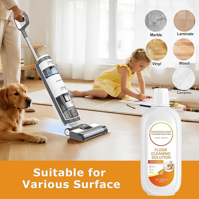 2 Packs Floor Cleaner Orange Scented Compatible with Tineco Cleaning Solution Deep Clean Residue & Streak Free, for Tineco Solution Cleaning Liquid for ALL Robotic Vacuum Mop Cleaner Solution