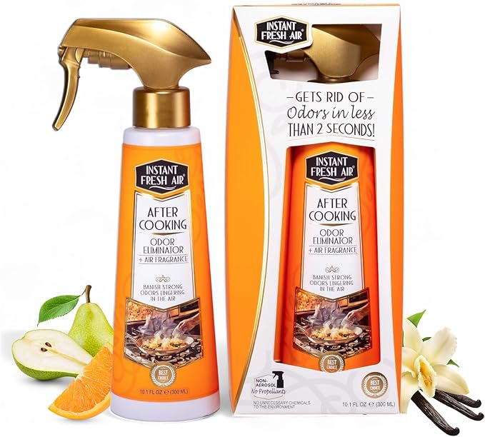 'After Cooking' Odor Eliminator - Cooking Smell Eliminator & Kitchen Odor Absorber - Removes Lingering Food Odors Instantly - Vanilla Candle Scent - 10.1 oz.