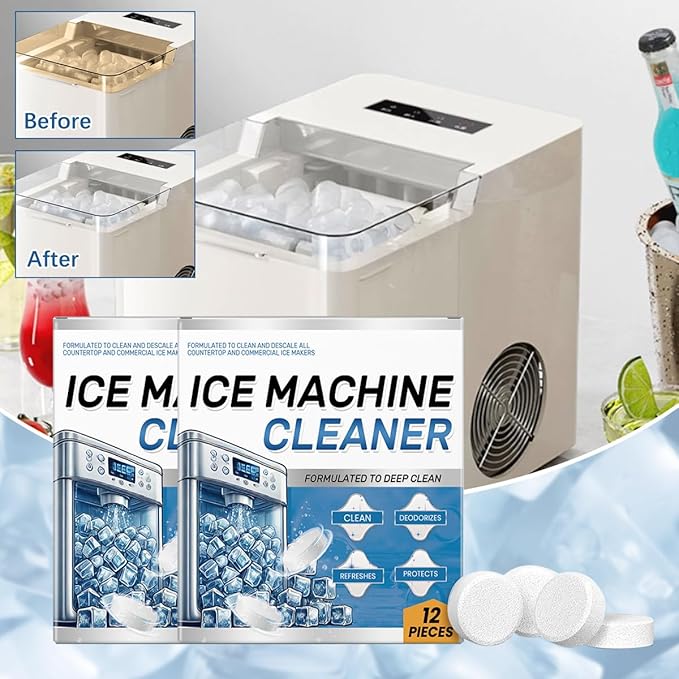 Ice Machine Cleaner Maker Descaler - 24 Clean Tablets for Ice Machine, Compatible with Opal, Kitchenaid, Helps Remove Hard Wate