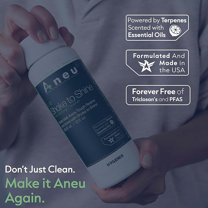 Aneu Shake to Shine (1 Pack) – Fast-Acting Cleaner | Shake Away Tough Resins & Grime | Cleans Glass, Silicone, Metal, & Borosilicate | 12oz - 1 Pack