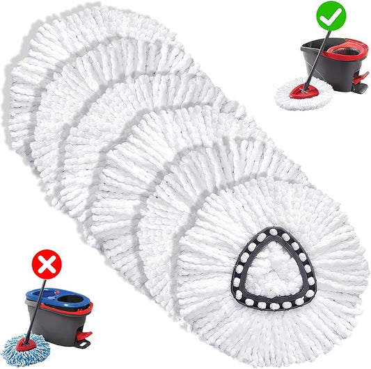 Mop Head Replacement for O-Cedar EasyWring, Mop Heads Replacements with Microfiber, Easy-Cleaning and Machine-Washable, Pack of 6 Mop Replace Heads