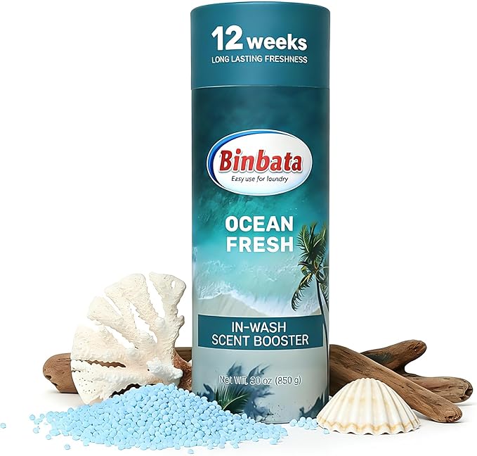 Eco‑Friendly Scent Beads Laundry 30oz, Gentle In‑Wash Scent Booster Beads with Plastic Free Recyclable Package, Up to 85 Washing Cycles for 12 week Long-Lasting Freshness, Ocean Fresh Scent